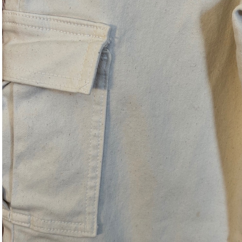 White Cargo Pants Women High Rise Straight Leg Stretch Utility Blue Colash Sz 1 - Picture 4 of 7